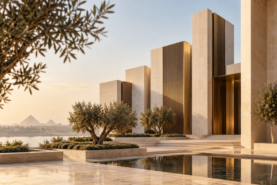 Architectural towers symbolising business growth