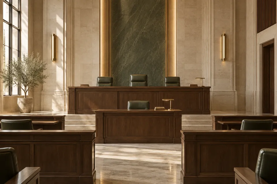 Illustrative empty courtroom